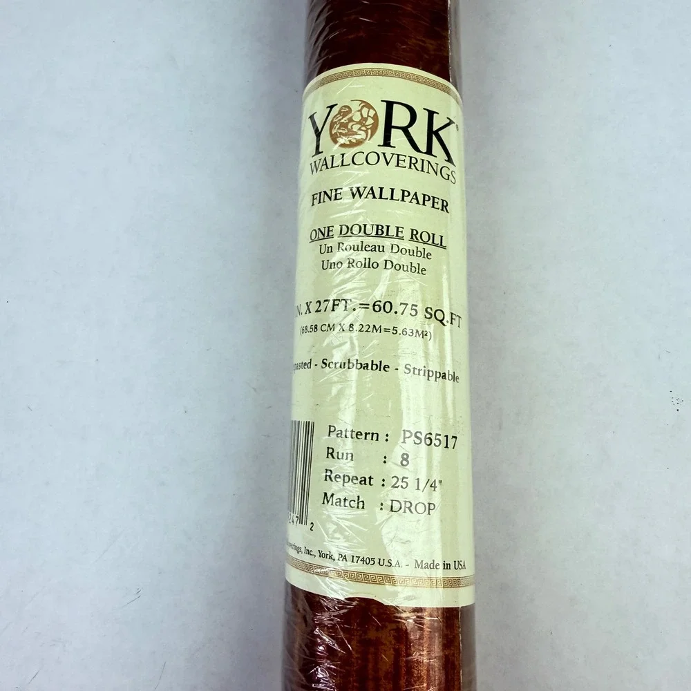 York Wallcoverings PS6517 Copper Brown Textured Wood Grain Double Roll Wallpaper